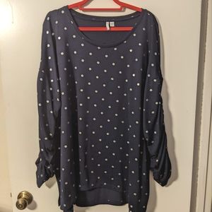 Blue & White Polka Dot Long Sleeve Top SZ 26/28W
